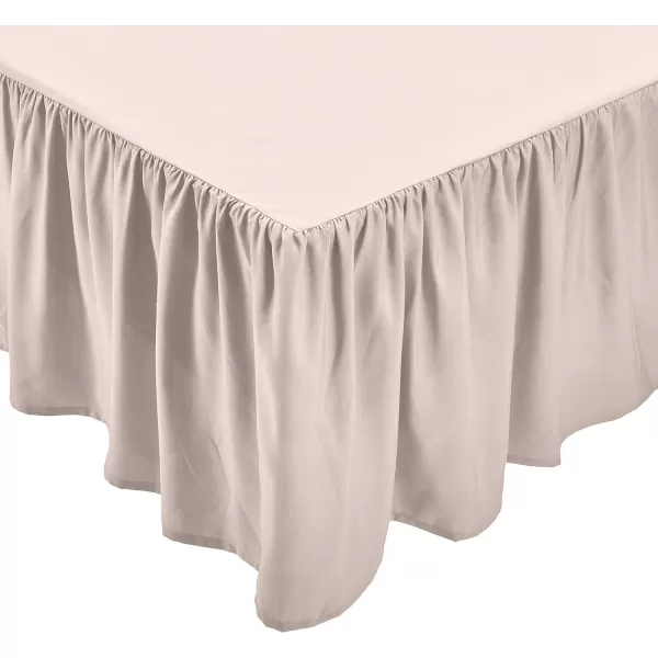 Amazon Basics Lightweight Ruffled Bed Skirt Classic Style Soft and Stylish 100 Microfiber With 16 Drop Queen Bright White SolidFull Blush Pink