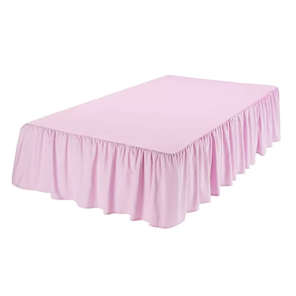 Amazon Basics Lightweight Ruffled Bed Skirt Classic Style Soft and Stylish 100 Microfiber With 16 Drop Queen Bright White SolidFull Bubblegum Pink