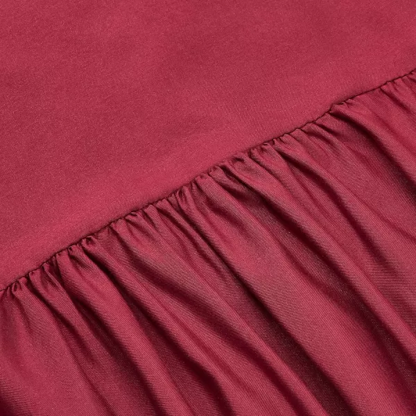 Amazon Basics Lightweight Ruffled Bed Skirt Classic Style Soft and Stylish 100 Microfiber With 16 Drop Queen Bright White SolidFull Burgundy