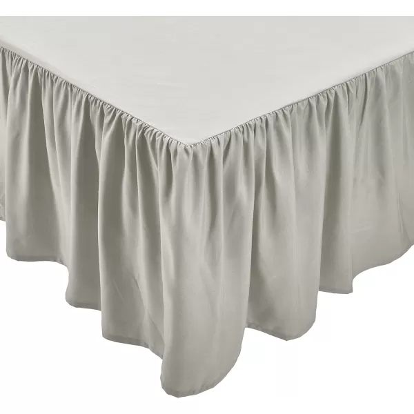 Amazon Basics Lightweight Ruffled Bed Skirt Classic Style Soft and Stylish 100 Microfiber With 16 Drop Queen Bright White SolidFull Light Grey