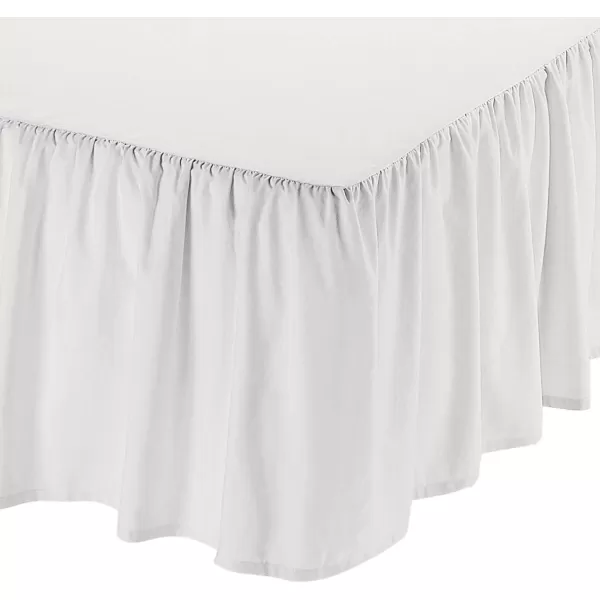 Amazon Basics Lightweight Ruffled Bed Skirt Classic Style Soft and Stylish 100 Microfiber With 16 Drop Queen Bright White SolidFull Light Silver Gray