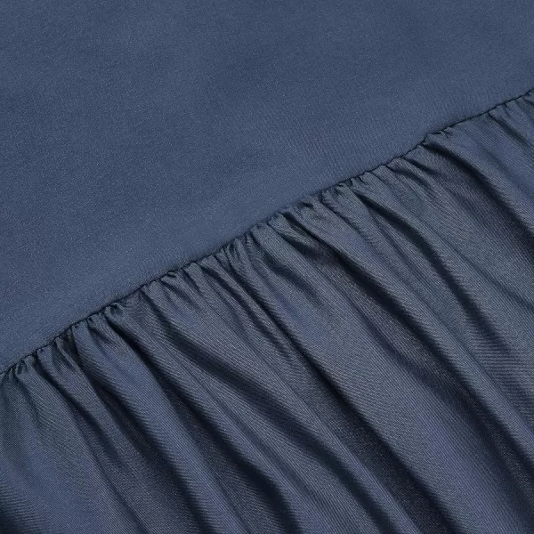 Amazon Basics Lightweight Ruffled Bed Skirt Classic Style Soft and Stylish 100 Microfiber With 16 Drop Queen Bright White SolidFull Navy Blue