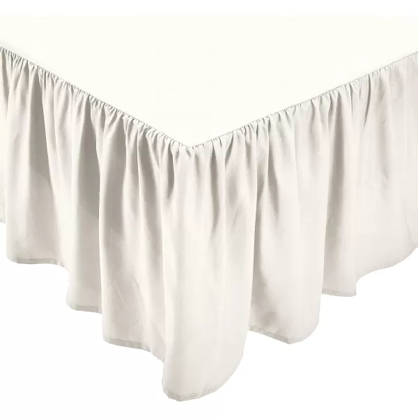 Amazon Basics Lightweight Ruffled Bed Skirt Classic Style Soft and Stylish 100 Microfiber With 16 Drop Queen Bright White SolidFull Off White