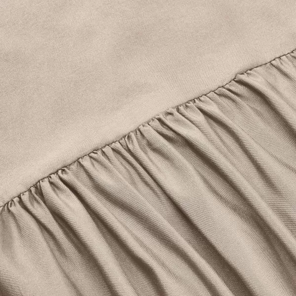 Amazon Basics Lightweight Ruffled Bed Skirt Classic Style Soft and Stylish 100 Microfiber With 16 Drop Queen Bright White SolidFull Taupe