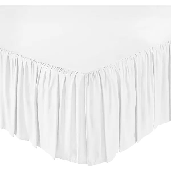 Amazon Basics Lightweight Ruffled Bed Skirt Classic Style Soft and Stylish 100 Microfiber With 16 Drop Queen Bright White SolidFull White