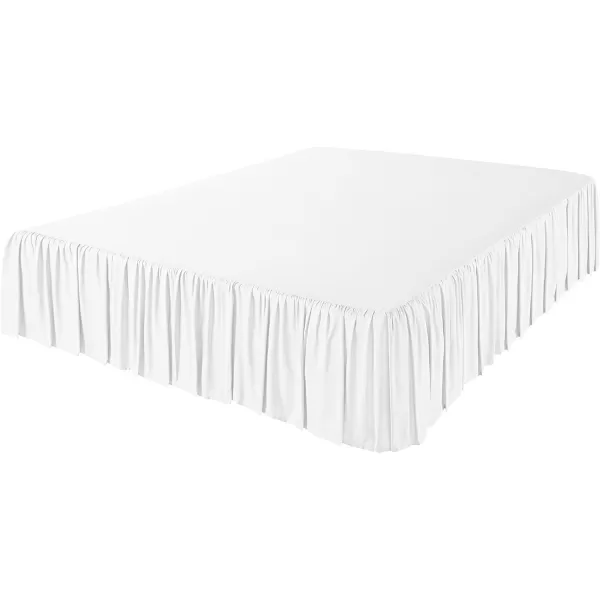 Amazon Basics Lightweight Ruffled Bed Skirt Classic Style Soft and Stylish 100 Microfiber With 16 Drop Queen Bright White SolidFull White