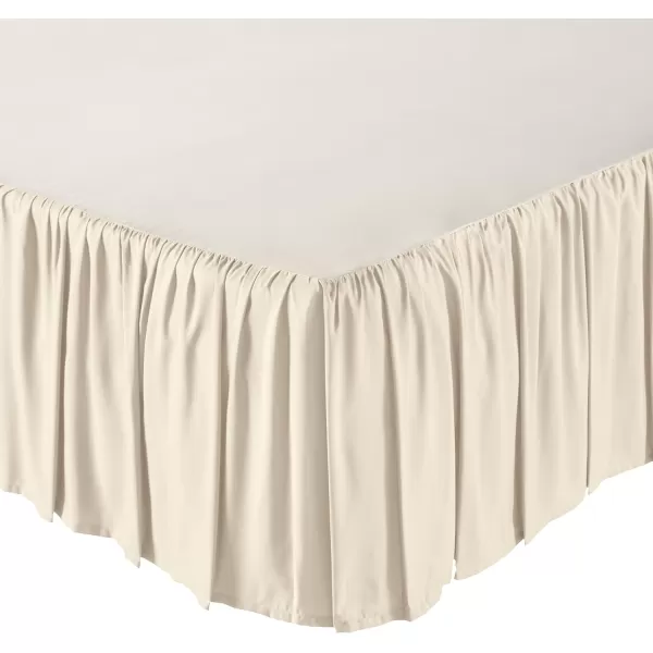 Amazon Basics Lightweight Ruffled Bed Skirt Classic Style Soft and Stylish 100 Microfiber With 16 Drop Queen Bright White SolidKing Beige