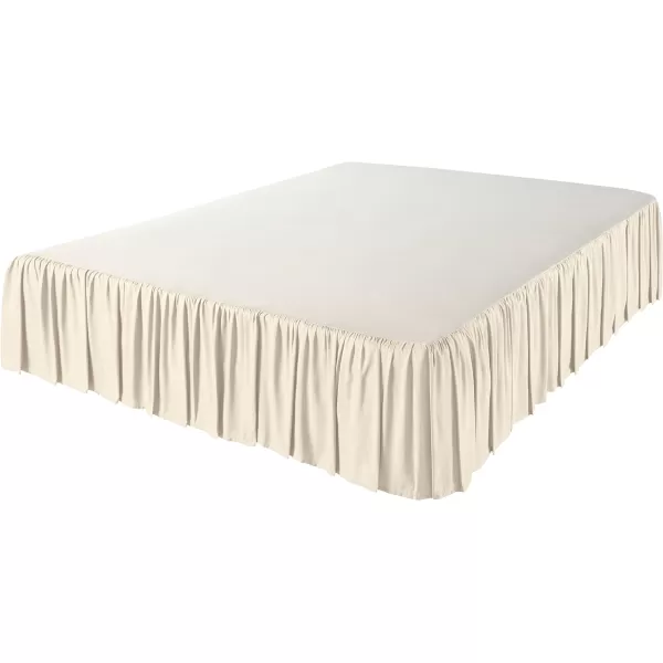 Amazon Basics Lightweight Ruffled Bed Skirt Classic Style Soft and Stylish 100 Microfiber With 16 Drop Queen Bright White SolidKing Beige