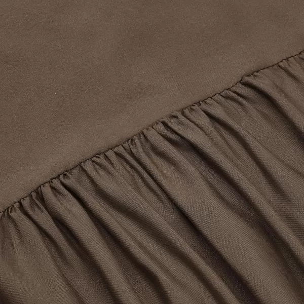 Amazon Basics Lightweight Ruffled Bed Skirt Classic Style Soft and Stylish 100 Microfiber With 16 Drop Queen Bright White SolidKing Chocolate