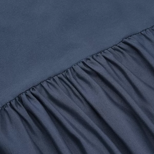 Amazon Basics Lightweight Ruffled Bed Skirt Classic Style Soft and Stylish 100 Microfiber With 16 Drop Queen Bright White SolidKing Navy Blue