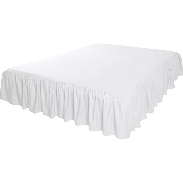 Amazon Basics Lightweight Ruffled Bed Skirt Classic Style Soft and Stylish 100 Microfiber With 16 Drop Queen Bright White SolidQueen Bright White