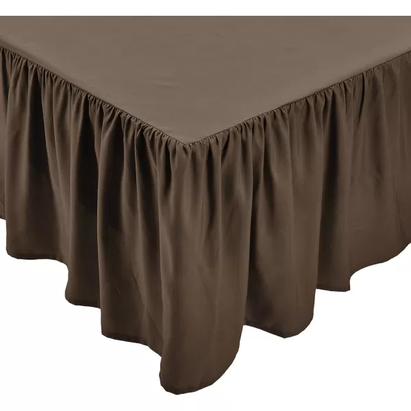 Amazon Basics Lightweight Ruffled Bed Skirt Classic Style Soft and Stylish 100 Microfiber With 16 Drop Queen Bright White SolidQueen Chocolate