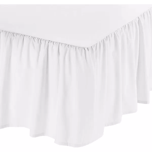 Amazon Basics Lightweight Ruffled Bed Skirt Classic Style Soft and Stylish 100 Microfiber With 16 Drop Queen Bright White SolidTwin Bright White