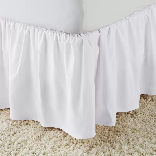 Amazon Basics Lightweight Ruffled Bed Skirt Classic Style Soft and Stylish 100 Microfiber With 16 Drop Queen Bright White SolidTwin Bright White