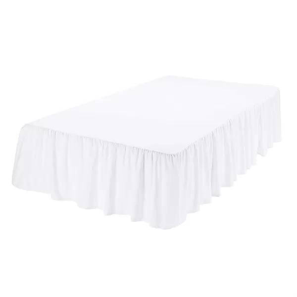 Amazon Basics Lightweight Ruffled Bed Skirt Classic Style Soft and Stylish 100 Microfiber With 16 Drop Queen Bright White SolidTwin Bright White