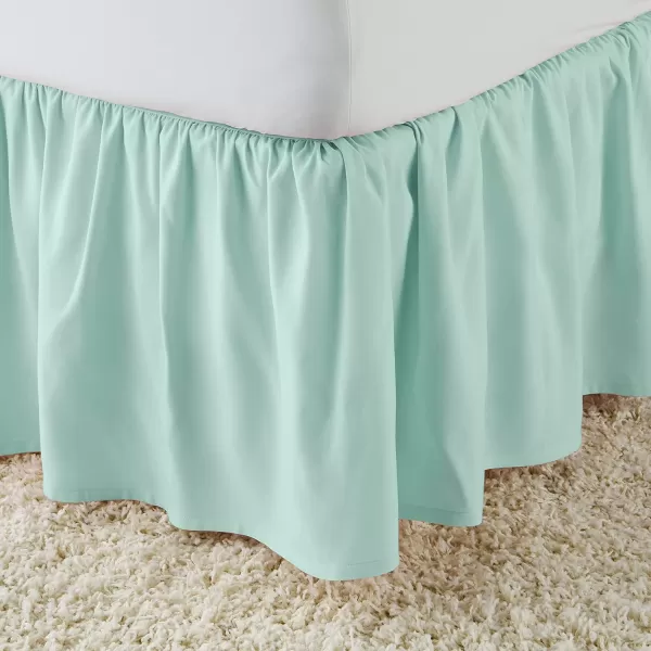 Amazon Basics Lightweight Ruffled Bed Skirt Classic Style Soft and Stylish 100 Microfiber With 16 Drop Queen Bright White SolidTwin Light Jade Green