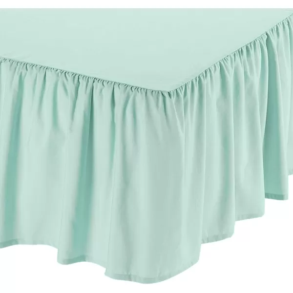 Amazon Basics Lightweight Ruffled Bed Skirt Classic Style Soft and Stylish 100 Microfiber With 16 Drop Queen Bright White SolidTwin Light Jade Green