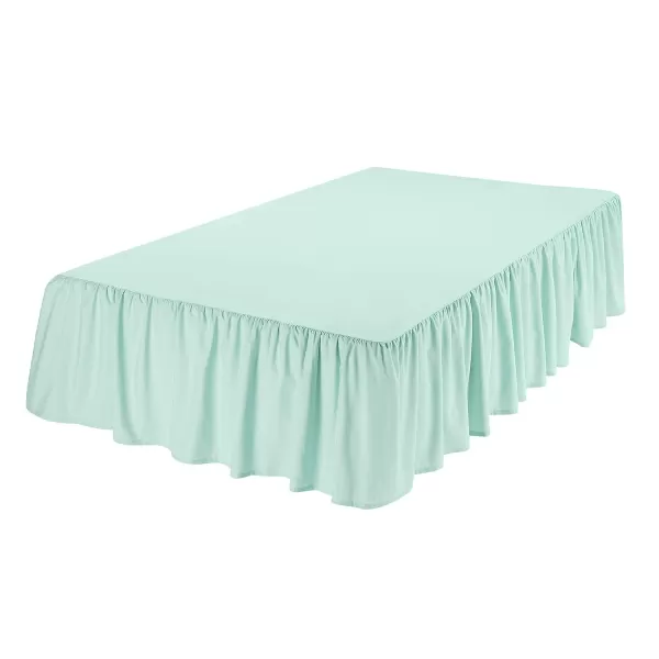 Amazon Basics Lightweight Ruffled Bed Skirt Classic Style Soft and Stylish 100 Microfiber With 16 Drop Queen Bright White SolidTwin Light Jade Green