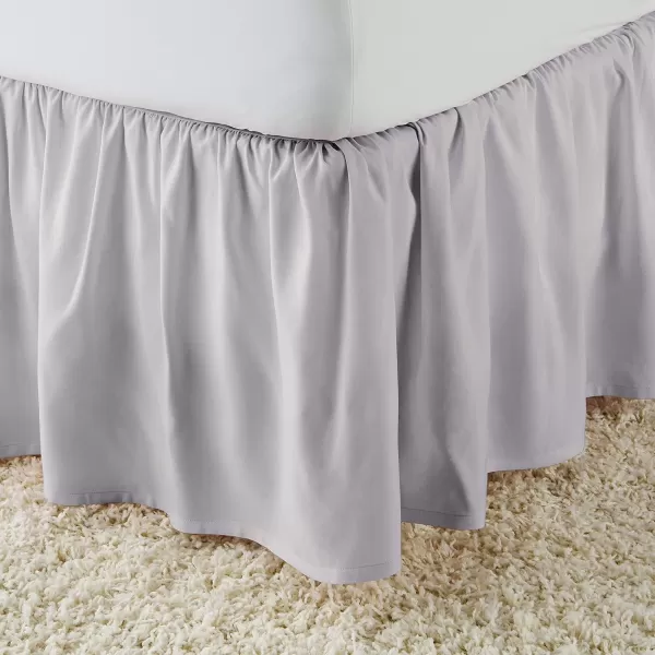 Amazon Basics Lightweight Ruffled Bed Skirt Classic Style Soft and Stylish 100 Microfiber With 16 Drop Queen Bright White SolidTwin Light Silver Gray