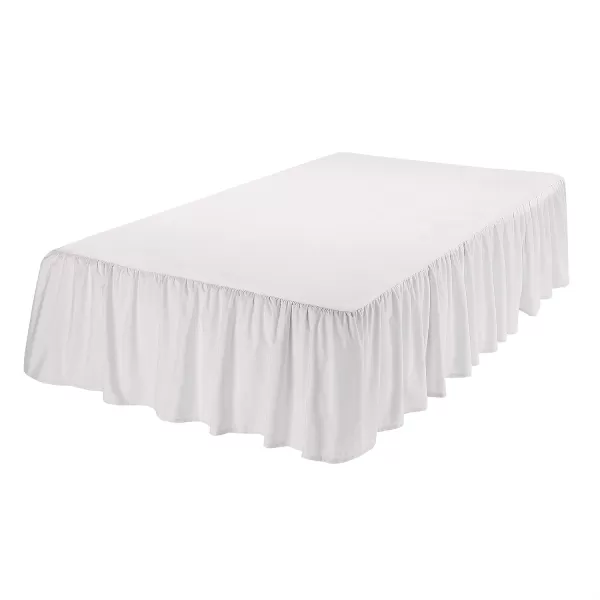 Amazon Basics Lightweight Ruffled Bed Skirt Classic Style Soft and Stylish 100 Microfiber With 16 Drop Queen Bright White SolidTwin Light Silver Gray