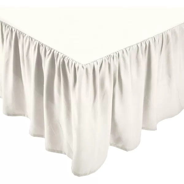 Amazon Basics Lightweight Ruffled Bed Skirt Classic Style Soft and Stylish 100 Microfiber With 16 Drop Queen Bright White SolidTwin Off White