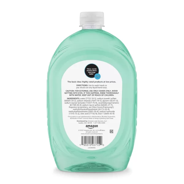 Amazon Basics Liquid Hand Soap Refill Mango amp Coconut Water Scent TriclosanFree 50 Fl Oz Pack of 2Mango and Coconut Water 50 Fl Oz Pack of 1