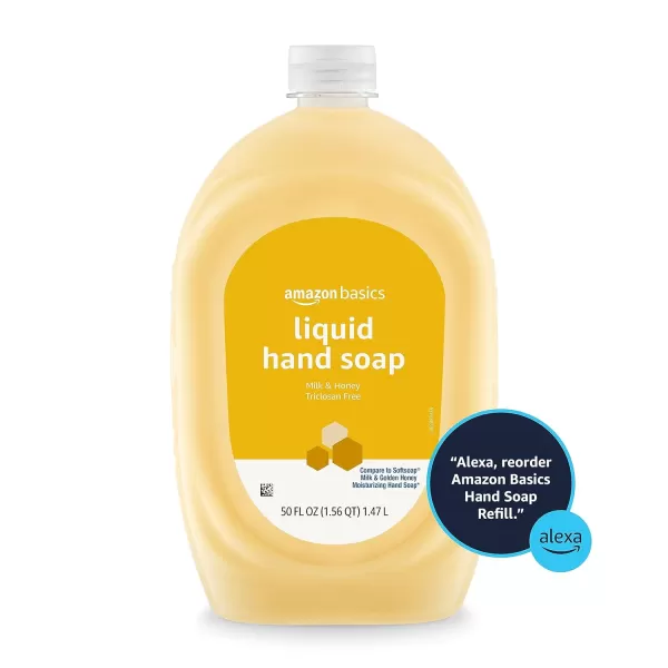 Amazon Basics Liquid Hand Soap Refill Milk and Honey Scent Triclosanfree 50 Fluid Ounces Pack of 1Milk amp Honey 50 Fl Oz Pack of 1