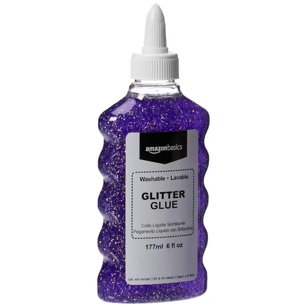Amazon Basics Liquid Washable Glitter Glue Assorted Colors Purple Pink Red Blue 177ml 6 oz Each 4CountPurple Pink Red Blue 4Count
