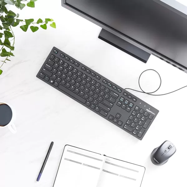 Amazon Basics LowProfile Wired USB Keyboard with US Layout QWERTY Matte BlackAmazon Basics LowProfile Wired USB Keyboard with US Layout QWERTY Matte Black