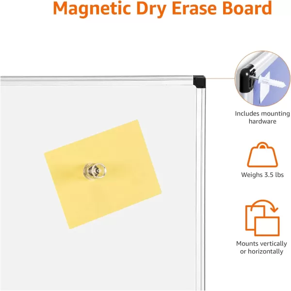 Amazon Basics Magnetic Dry Erase White Board 36 x 24Inch Aluminum Frame SilverWhite24 x 36 Magnetic Aluminum Frame