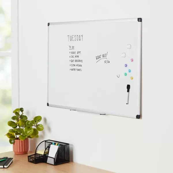 Amazon Basics Magnetic Dry Erase White Board 36 x 24Inch Aluminum Frame SilverWhite24 x 36 Magnetic Aluminum Frame