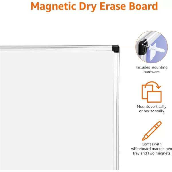 Amazon Basics Magnetic Dry Erase White Board 36 x 24Inch Aluminum Frame SilverWhite36 x 48 Magnetic Aluminum Frame