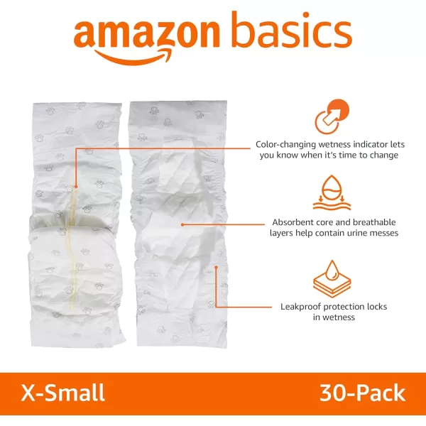 Amazon Basics Male Dog Wrap Disposable Diapers XSmall Pack of 30 WhiteXSmall Pack of 30