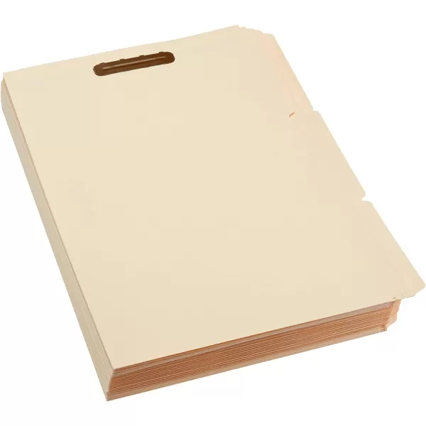 Amazon Basics Manila File Folders with Fasteners Letter Size 100Pack Light BrownLetter 100Pack