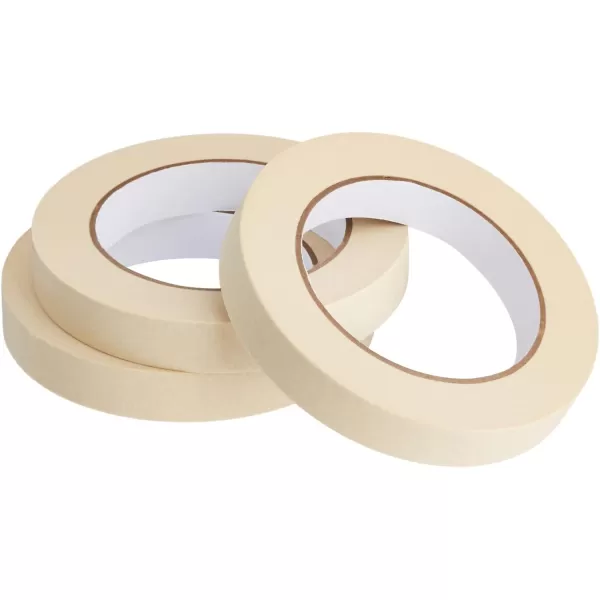 Amazon Basics Masking Tape Pack of 3 Rolls Beige 07 Inch x 180 Feet07 Inch by 180 Feet 3