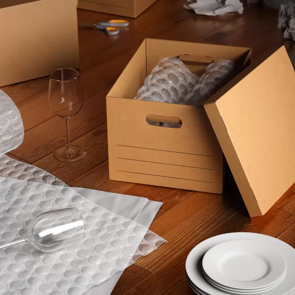 Amazon Basics Medium Moving Boxes with Lid and Handles 10 Pack Brown 19 x 145 x 155 inchesSmall 20Pack