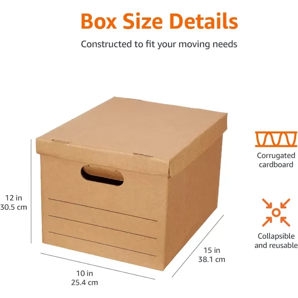Amazon Basics Medium Moving Boxes with Lid and Handles 10 Pack Brown 19 x 145 x 155 inchesSmall 20Pack