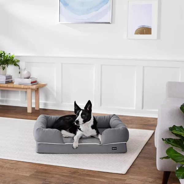 Amazon Basics Memory Foam Bolster Dog Bed Medium 36 x 29 Inches Grey360L x 280W x 90Th