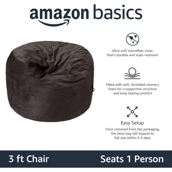 Amazon Basics Memory Foam Filled Bean Bag Chair with Microfiber Cover 5 ft Blue Solid3 ft Grey