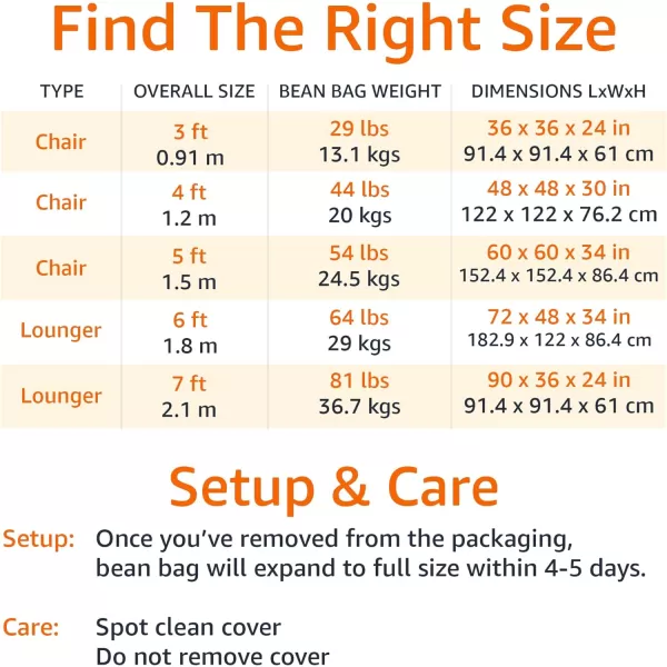 Amazon Basics Memory Foam Filled Bean Bag Chair with Microfiber Cover 5 ft Blue Solid3 ft Grey