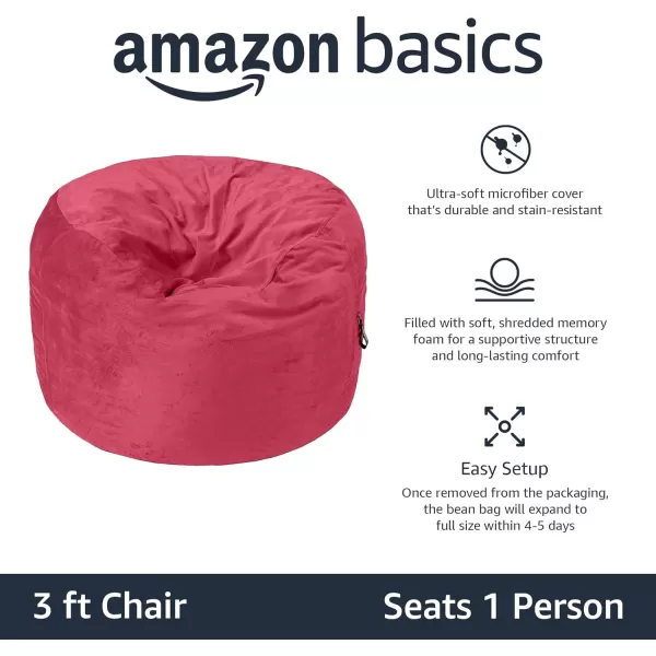 Amazon Basics Memory Foam Filled Bean Bag Chair with Microfiber Cover 5 ft Blue Solid3 ft Pink