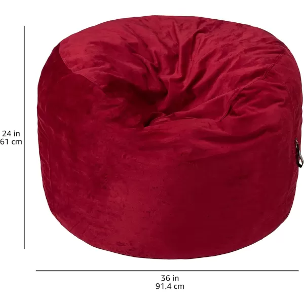 Amazon Basics Memory Foam Filled Bean Bag Chair with Microfiber Cover 5 ft Blue Solid3 ft Red