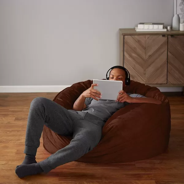 Amazon Basics Memory Foam Filled Bean Bag Chair with Microfiber Cover 5 ft Blue Solid4 ft Brown