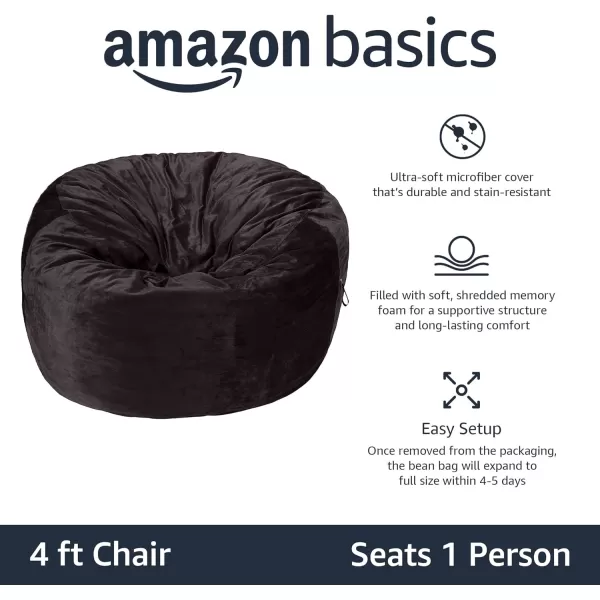 Amazon Basics Memory Foam Filled Bean Bag Chair with Microfiber Cover 5 ft Blue Solid4 ft Grey