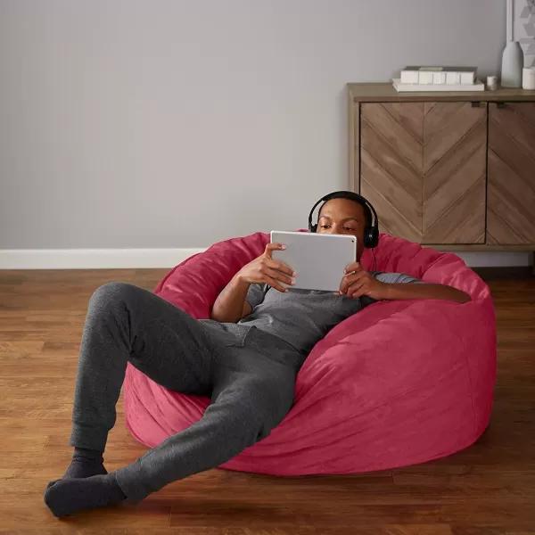 Amazon Basics Memory Foam Filled Bean Bag Chair with Microfiber Cover 5 ft Blue Solid4 ft Pink