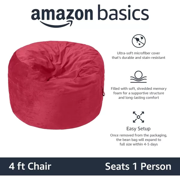 Amazon Basics Memory Foam Filled Bean Bag Chair with Microfiber Cover 5 ft Blue Solid4 ft Pink