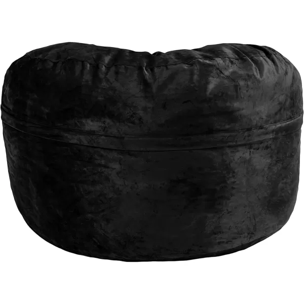 Amazon Basics Memory Foam Filled Bean Bag Chair with Microfiber Cover 5 ft Blue Solid5 ft Black