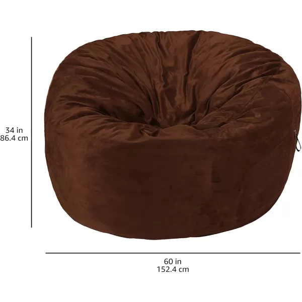 Amazon Basics Memory Foam Filled Bean Bag Chair with Microfiber Cover 5 ft Blue Solid5 ft Brown