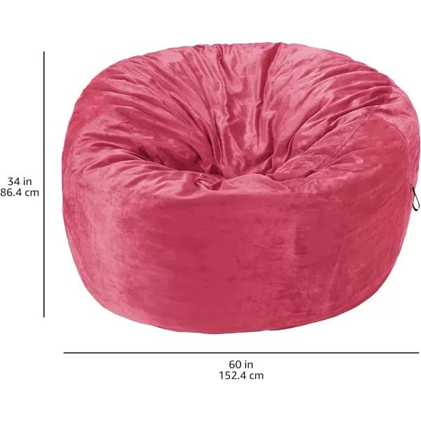 Amazon Basics Memory Foam Filled Bean Bag Chair with Microfiber Cover 5 ft Blue Solid5 ft Pink