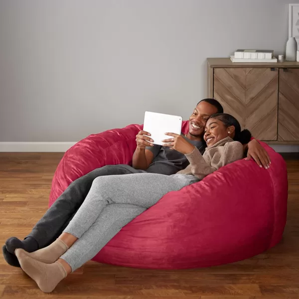 Amazon Basics Memory Foam Filled Bean Bag Chair with Microfiber Cover 5 ft Blue Solid5 ft Pink